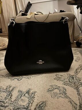 Coach Black Pebbled Leather Shoulder Bag with Silver Hardware